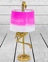 Antique Gold Flamingo Table Lamp with Pink & White Shade - TL62