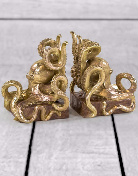 Gold Octopus Pair of Bookends - SM71