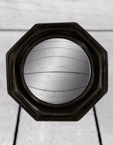 Antiqued Black Octagonal Framed Convex Mirror - MK4