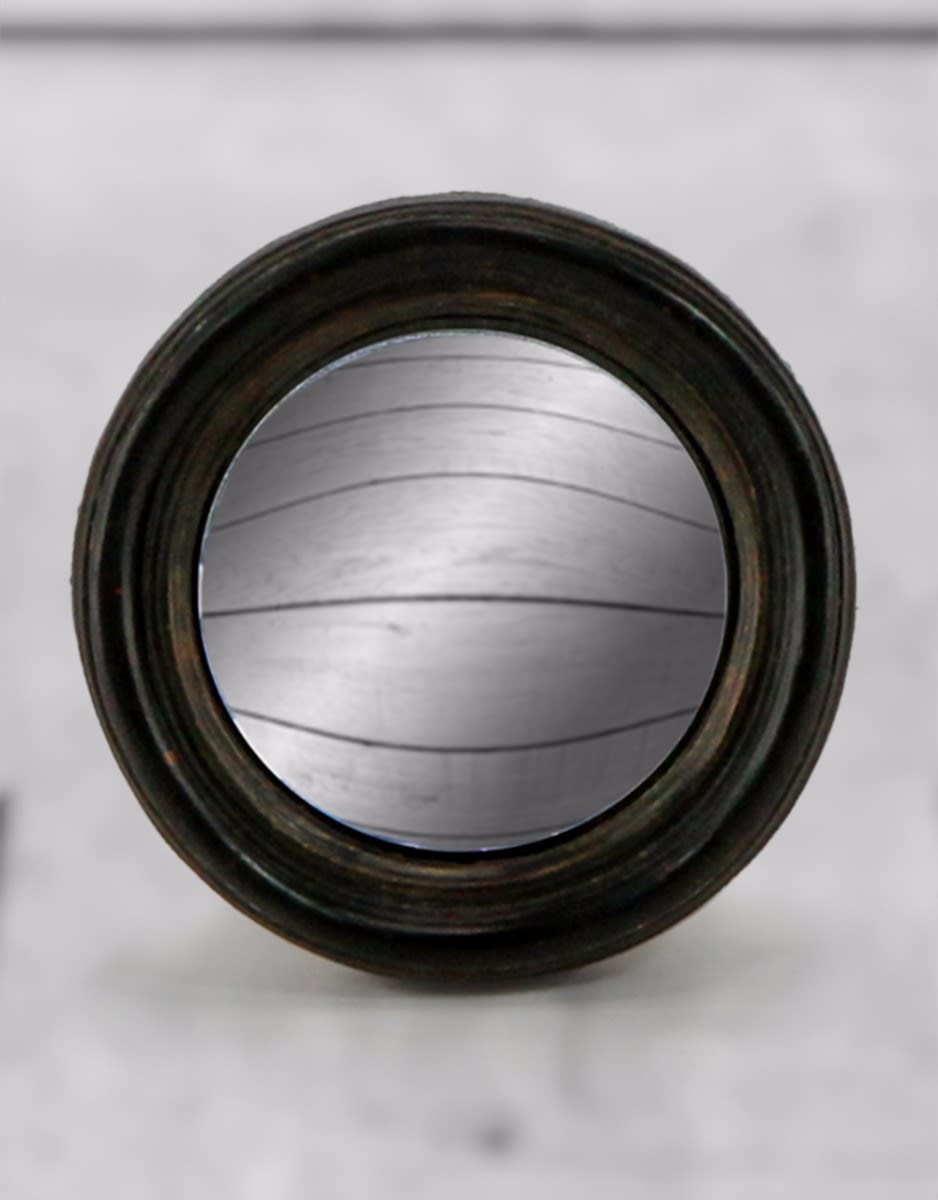 Antiqued Black Thin Framed Extra Small Convex Mirror - MK5