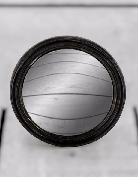 Antiqued Black Thin Framed Small Convex Mirror - MK6