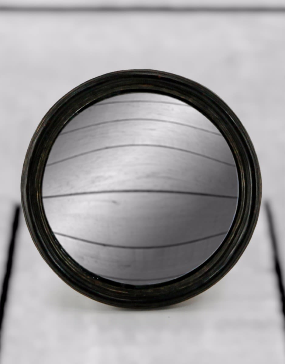 Antiqued Black Thin Framed Medium Convex Mirror - MK7