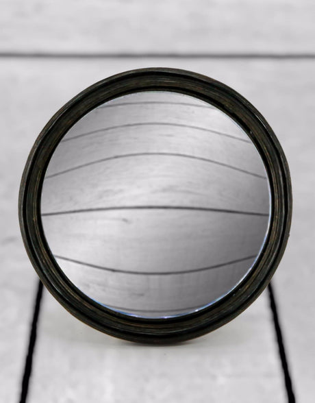 Antiqued Black Thin Framed Large Convex Mirror - MK8