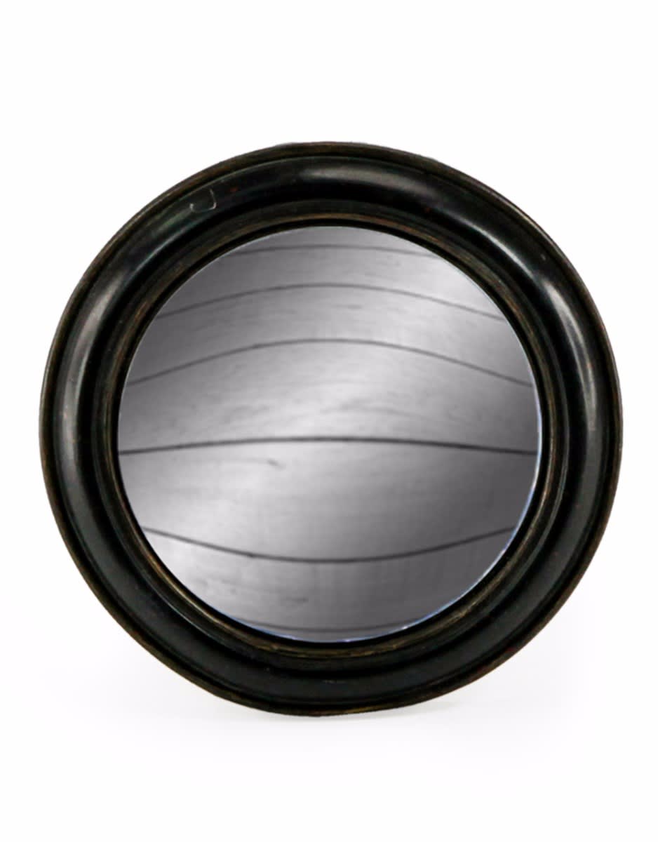 Antiqued Black Rounded Framed Medium Convex Mirror - MK10