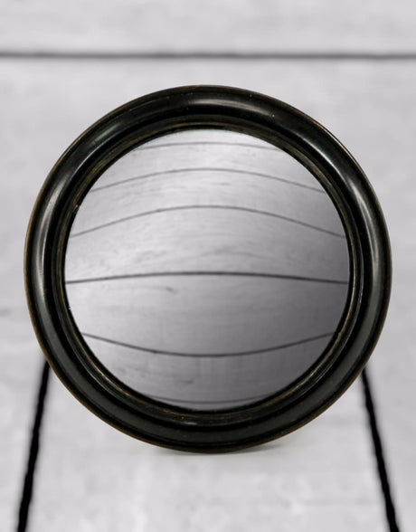 Antiqued Black Rounded Framed Large Convex Mirror - MK11