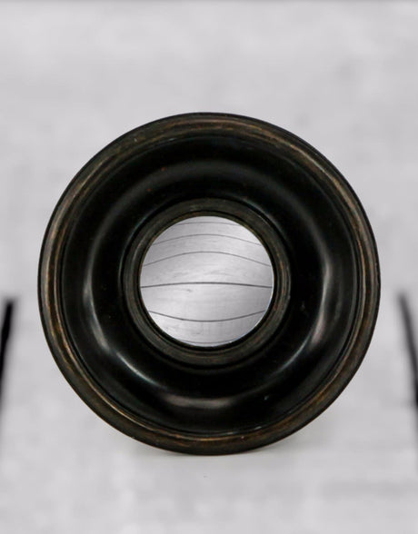 Antiqued Black Deep Framed Extra Small Convex Mirror - MK12
