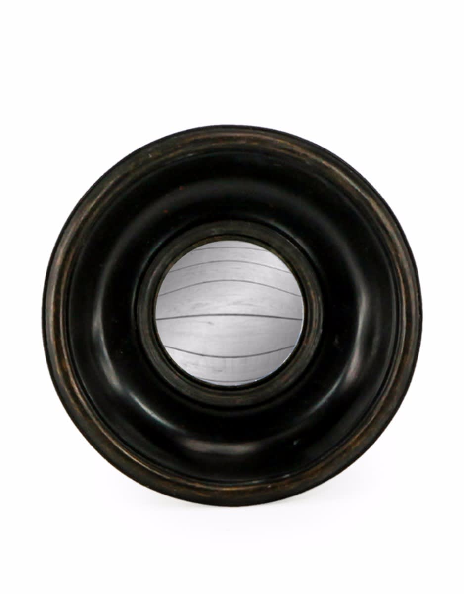 Antiqued Black Deep Framed Extra Small Convex Mirror - MK12