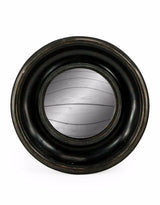 Antiqued Black Deep Framed Small Convex Mirror - MK13