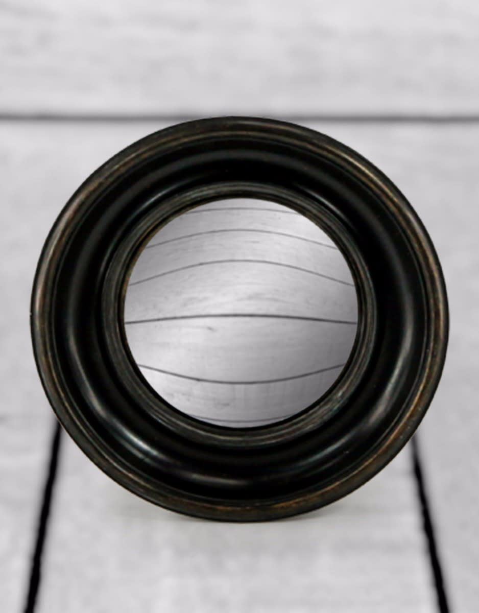 Antiqued Black Deep Framed Medium Convex Mirror - MK14