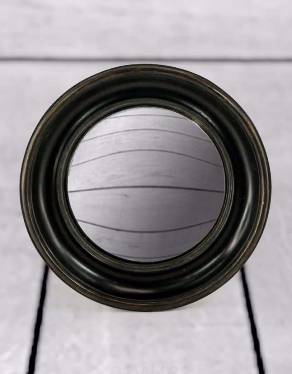 Antiqued Black Deep Framed Large Convex Mirror - MK15