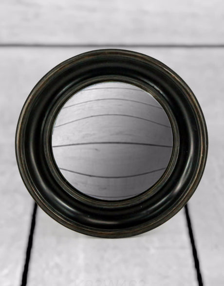 Antiqued Black Deep Framed Large Convex Mirror - MK15