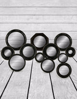 Set of 12 Assorted Black Framed Convex Mirrors (MK4-MK15) - MK24