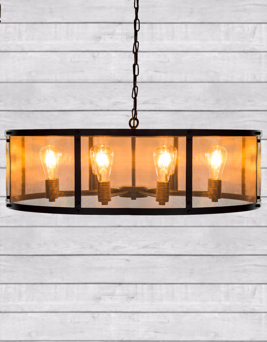 Large Round Black Iron Industrial Chandelier - CH258