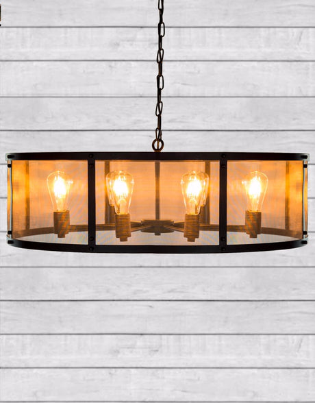 Large Round Black Iron Industrial Chandelier - CH258