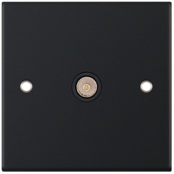 Selectric 5M Matt Black 1 Gang TV Socket with Black Insert
