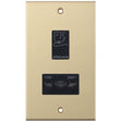 Selectric 5M Satin Brass 115/230V Dual Voltage Shaver Socket with Black Insert