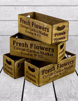 Set of 4 Antiqued "Covent Garden" Wooden Boxes - FC24