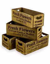 Set of 4 Antiqued "Covent Garden" Wooden Boxes - FC24