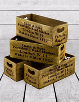 Set of 4 Antiqued "Portobello Road Market" Wooden Boxes - FC26
