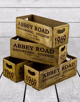 Set of 4 Antiqued "Abbey Road" Wooden Boxes - FC27