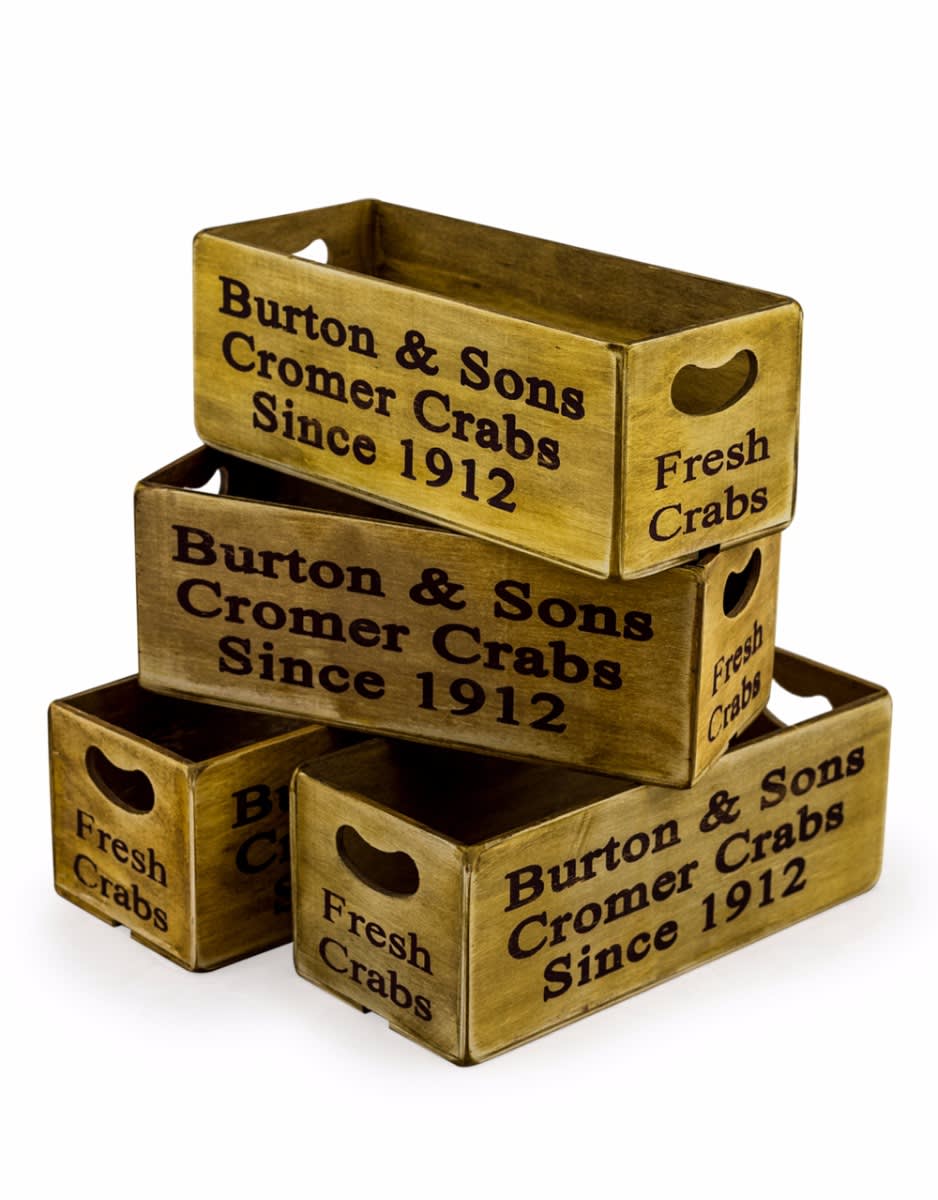 Set of 4 Antiqued "Cromer Crabs" Wooden Boxes - FC29
