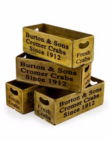 Set of 4 Antiqued "Cromer Crabs" Wooden Boxes - FC29