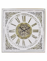 Square Antiqued Mirrored Face Moving Gears Clock - ET314