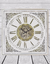 Square Antiqued Mirrored Face Moving Gears Clock - ET314