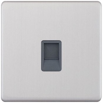 Selectric 5M-Plus Screwless Satin Chrome 1 Gang RJ45 Data Socket with Grey Insert