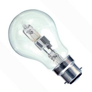 GLS 42w B22d/BC 240v Bell Lighting Clear Energy Saving Halogen Bulb 60mm. Repl. 60w Std Bulb. 05210