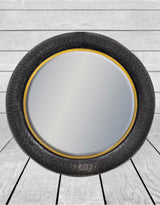 Black and Bronze Large Round Lincoln Wall Mirror - EM122
