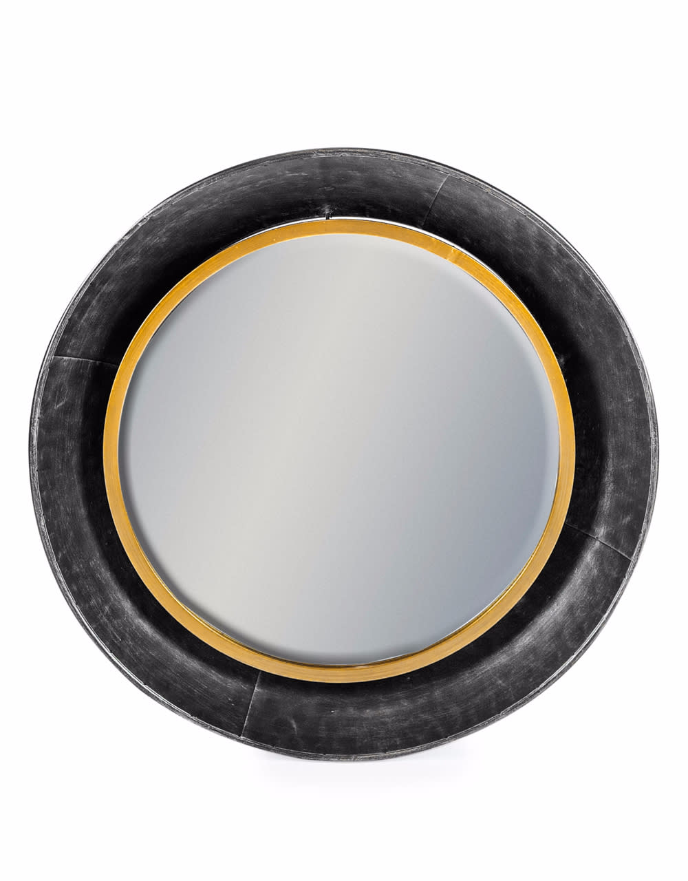 Black and Bronze Medium Round Lincoln Wall Mirror - EM123