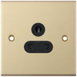 Selectric 5M Satin Brass 1 Gang 5A Round Pin Socket with Black Insert