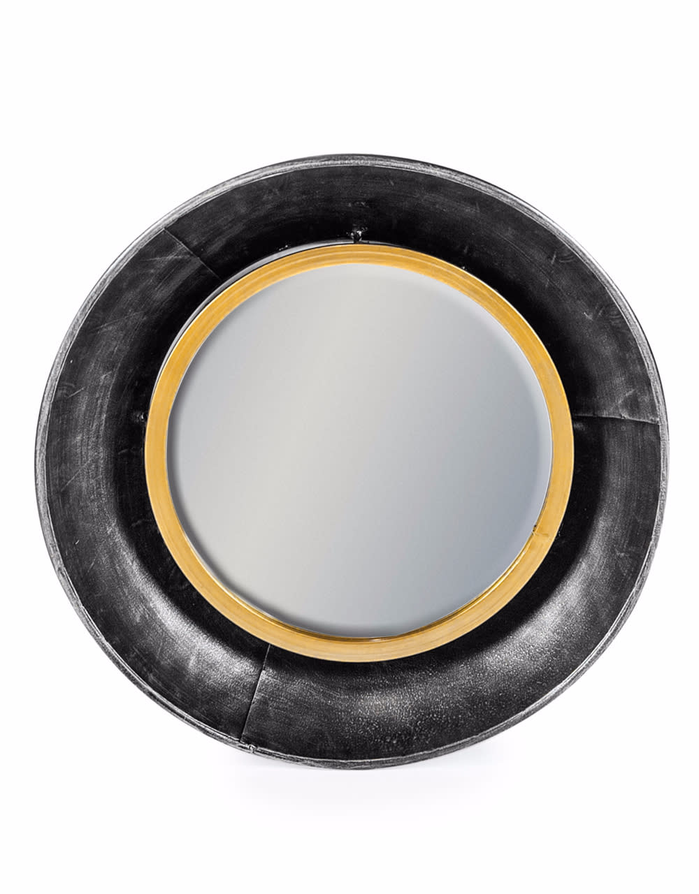 Black and Bronze Small Round Lincoln Wall Mirror - EM124