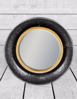 Black and Bronze Small Round Lincoln Wall Mirror - EM124