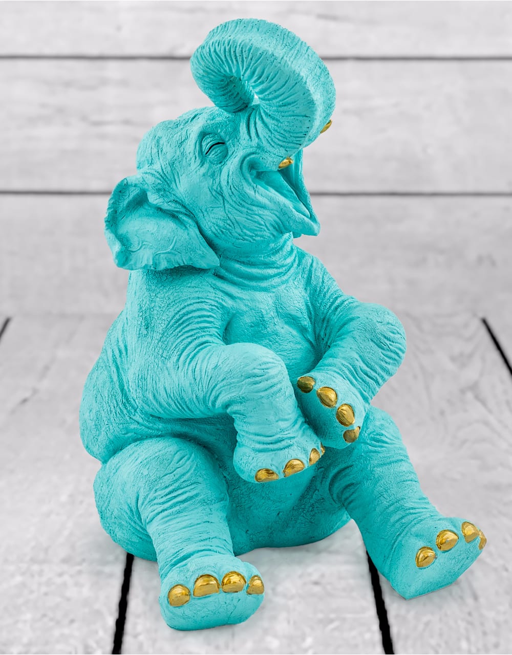 Pale Blue with Gold Details Laughing Elephant - FL53
