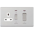 Selectric 5M-Plus Satin Chrome 45A DP Switch and 13A Switched Socket with Neon and White Insert