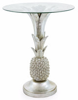 Silver Pineapple Glass Top Side Table - SM79