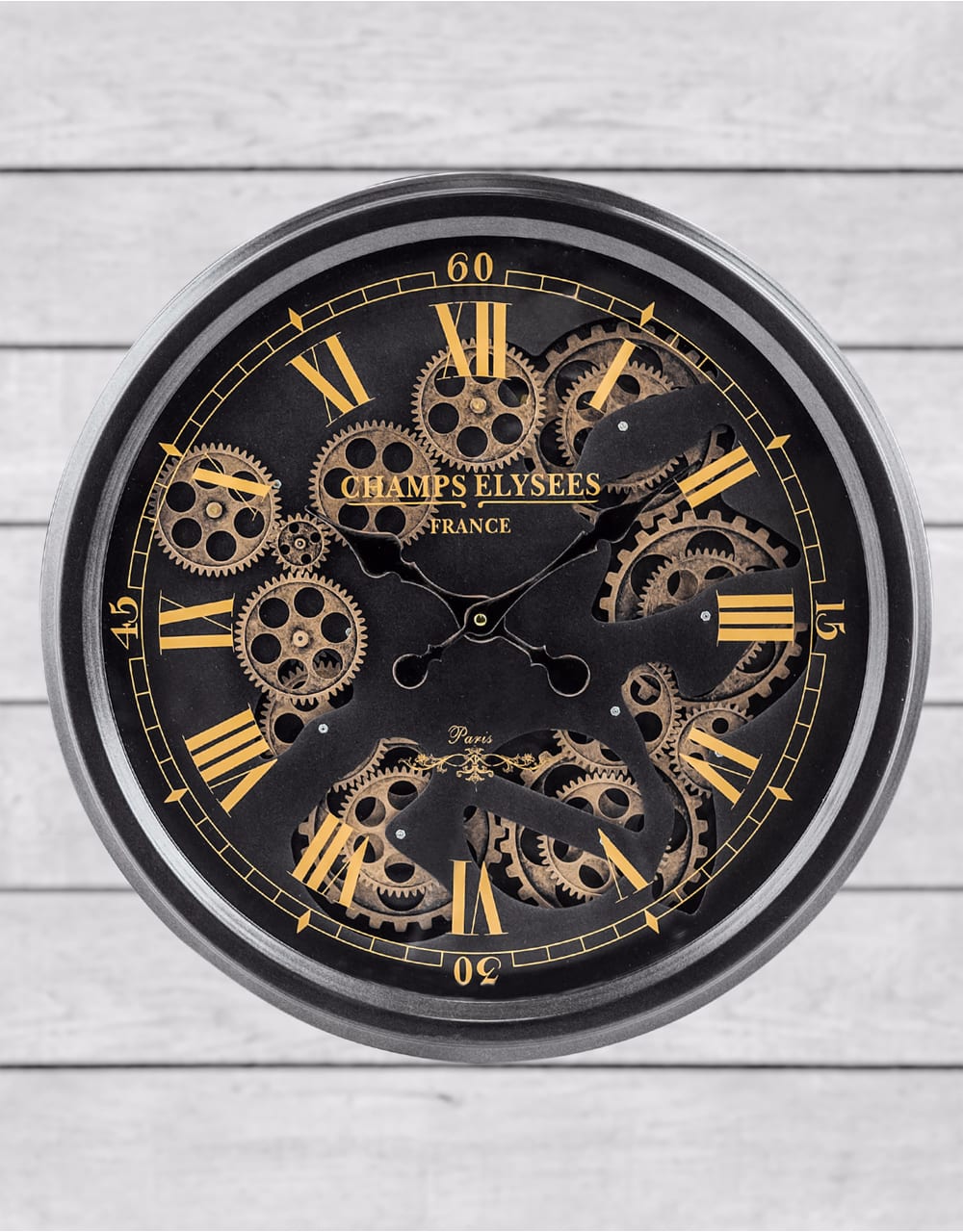 Black and Gold Medium Moving Gears Clock - ET316