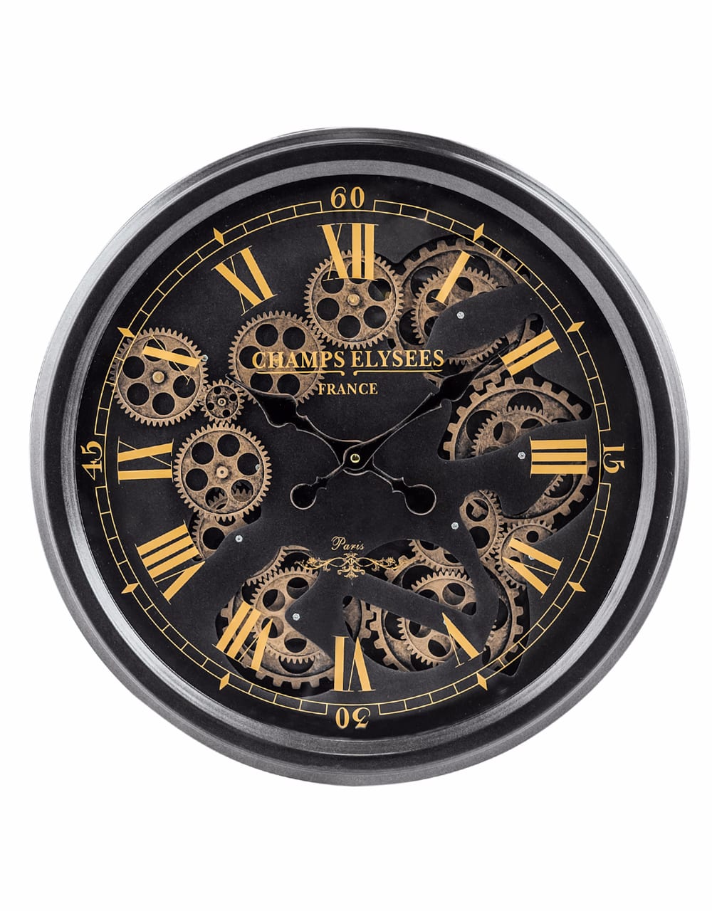 Black and Gold Medium Moving Gears Clock - ET316