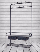 Black Metal "Verne" Coat Rack Bench - VRN4