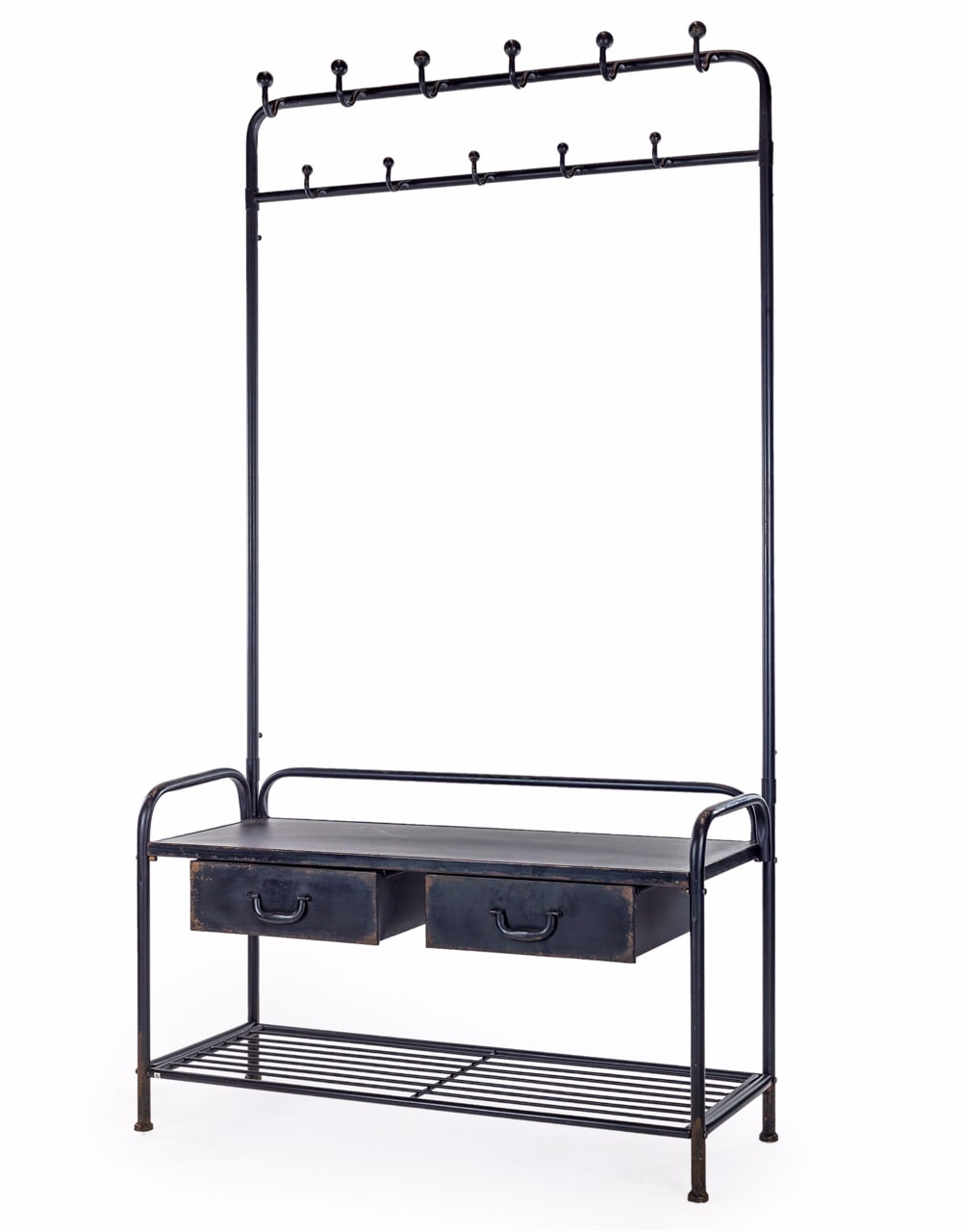 Black Metal "Verne" Coat Rack Bench - VRN4