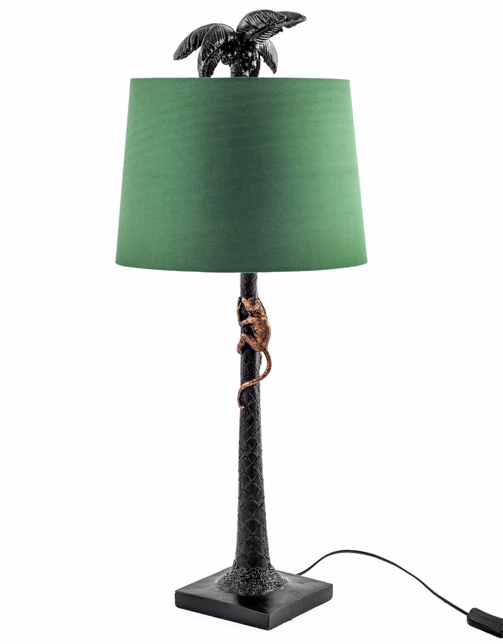 Palm Tree with Climbing Monkey Table Lamp with Green Shade - TL76