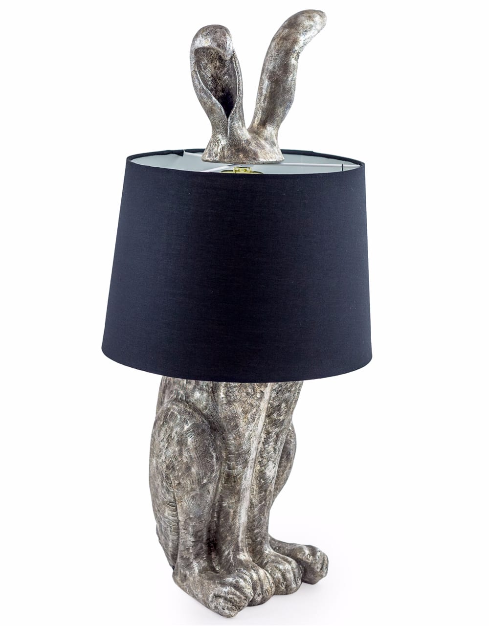 Antique Silver Rabbit Ears Lamp with Black Shade - TL78