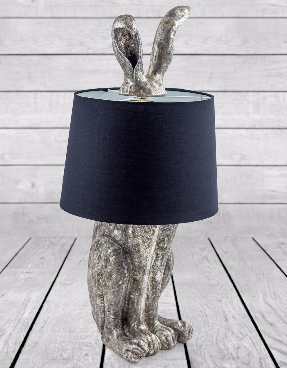 Antique Silver Rabbit Ears Lamp with Black Shade - TL78