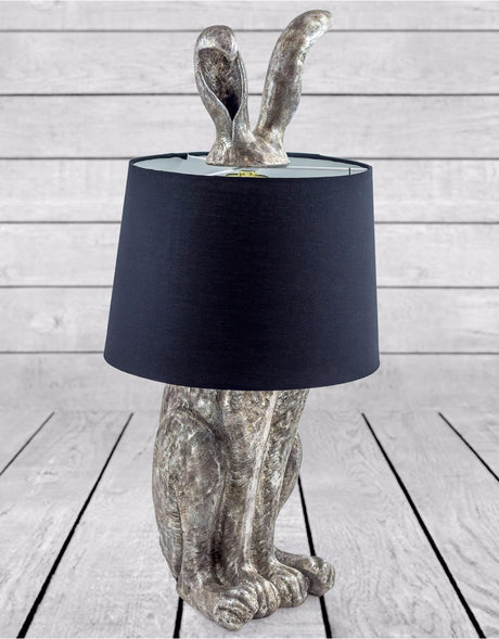 Antique Silver Rabbit Ears Lamp with Black Shade - TL78