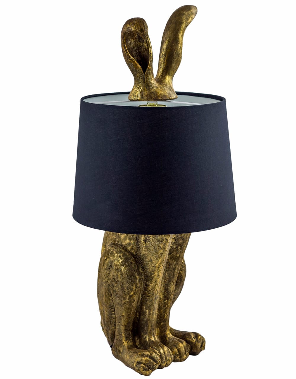 Antique Gold Rabbit Ears Lamp with Black Shade - TL77