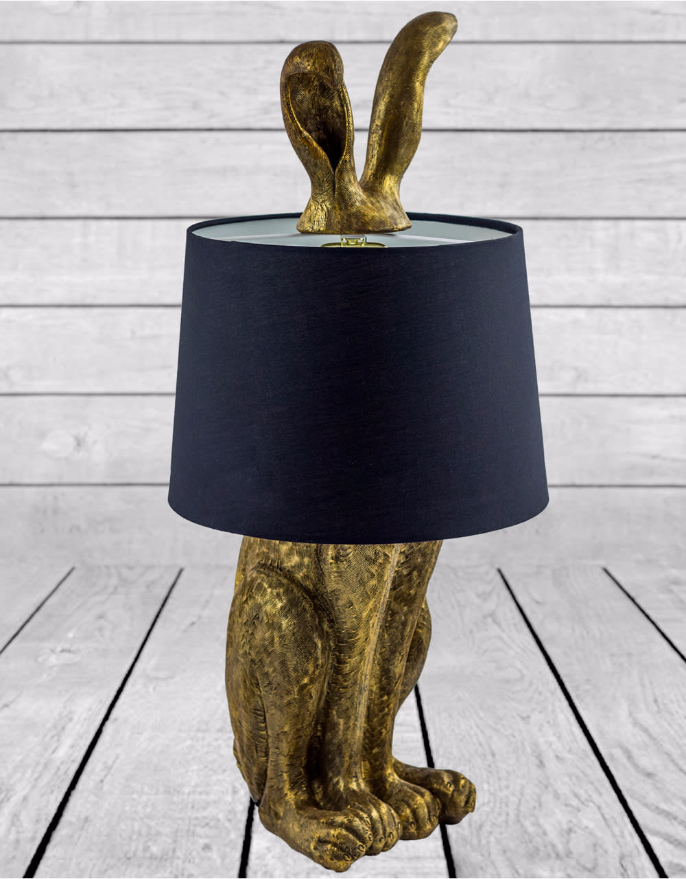 Antique Gold Rabbit Ears Lamp with Black Shade - TL77