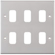 Selectric 5M GRID360 Satin Chrome 6 Gang Faceplate