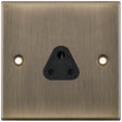 Selectric 5M Antique Brass 1 Gang 2A Round Pin Socket with Black Insert